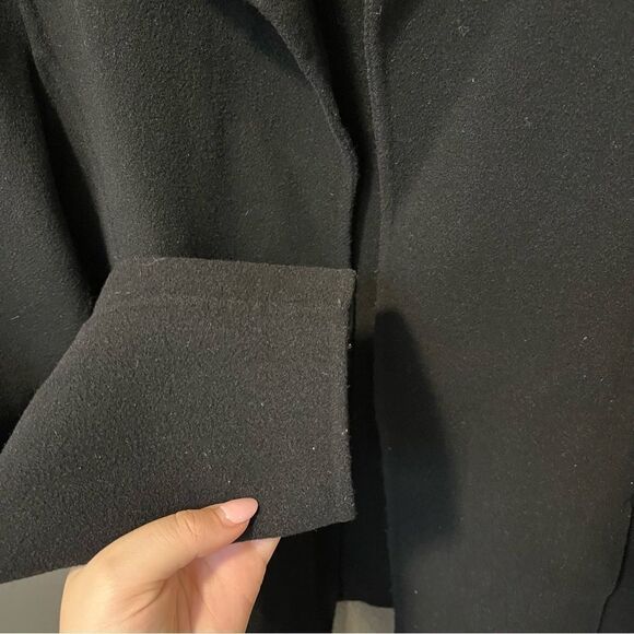 Eileen Fisher Black Stand Collar Open Front Wool/Cashmere Blend Jacket Small - Picture 7 of 12